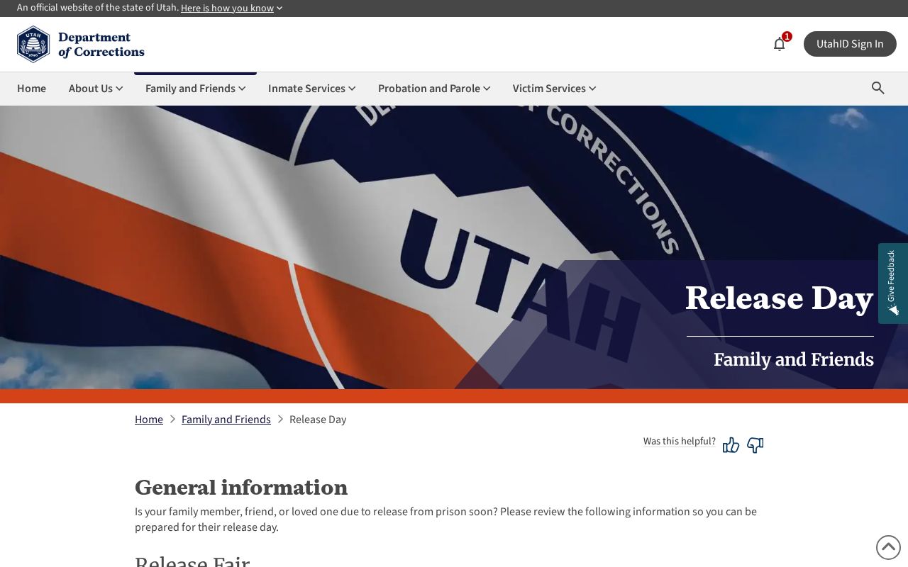 Utah state release-day details for Beaver County release date verification