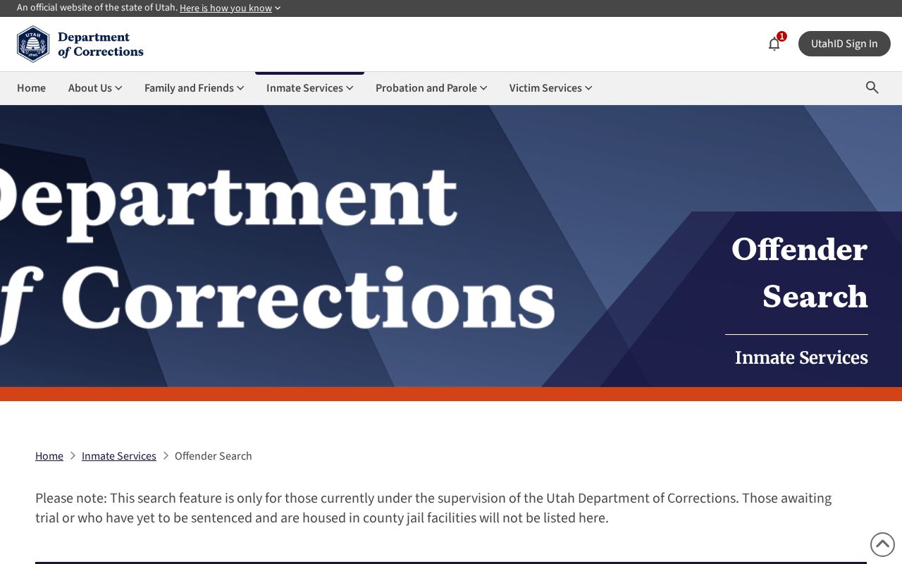 Utah corrections offender search for Beaver County state release status