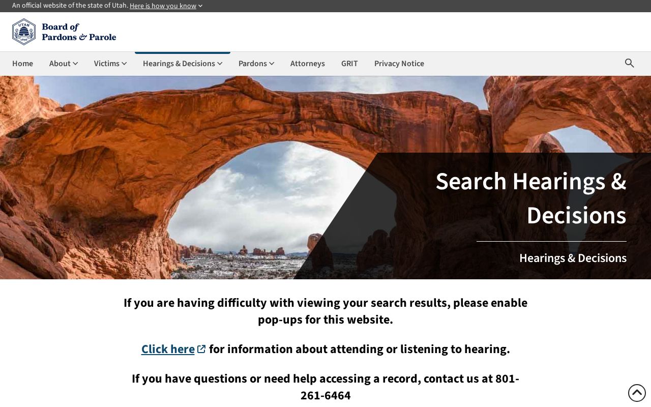 Beaver County parole decision and hearing record search